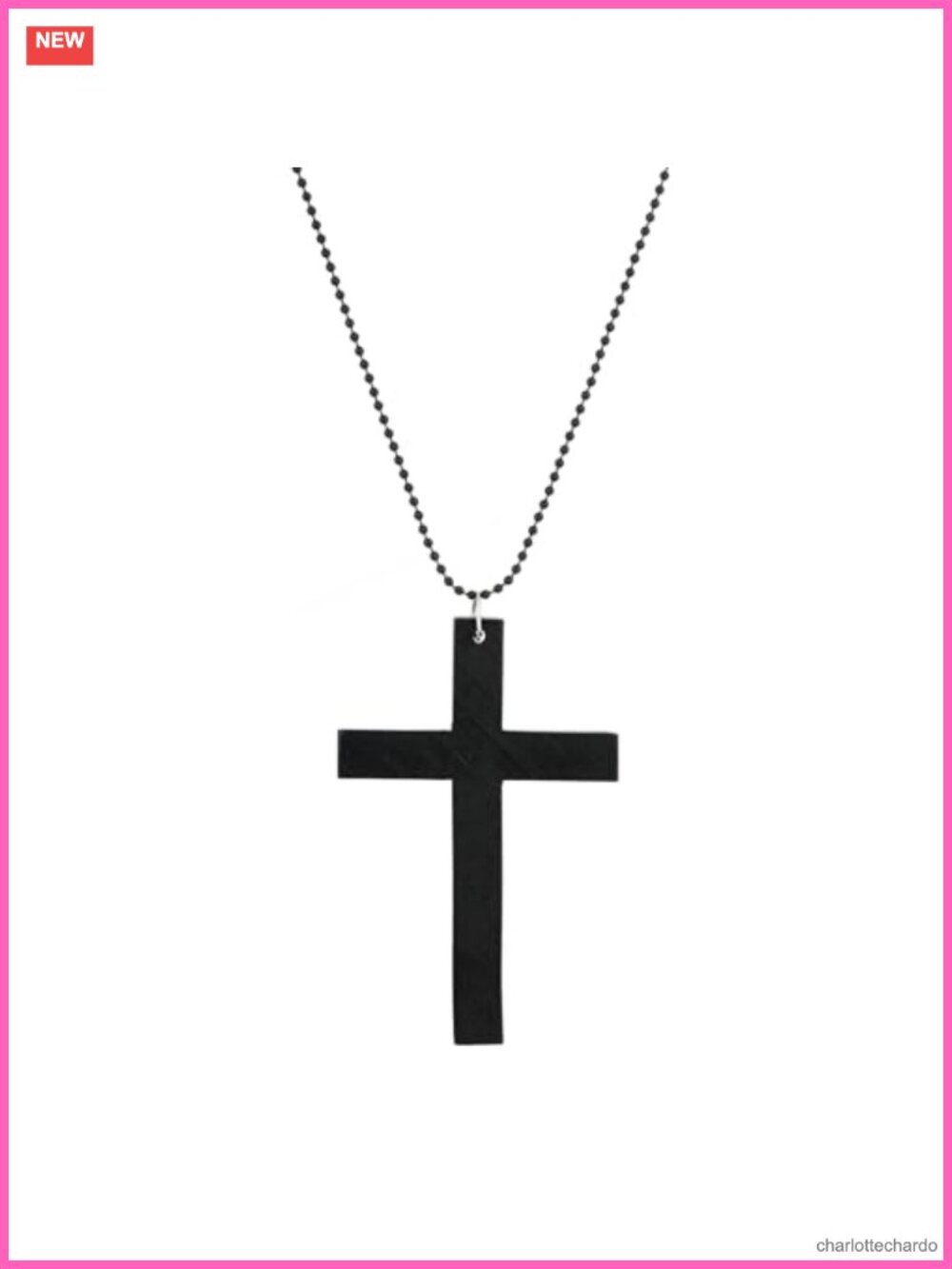Chunky Wooden Cross Pendant Necklace Goth Y2K Statement Jewelry
